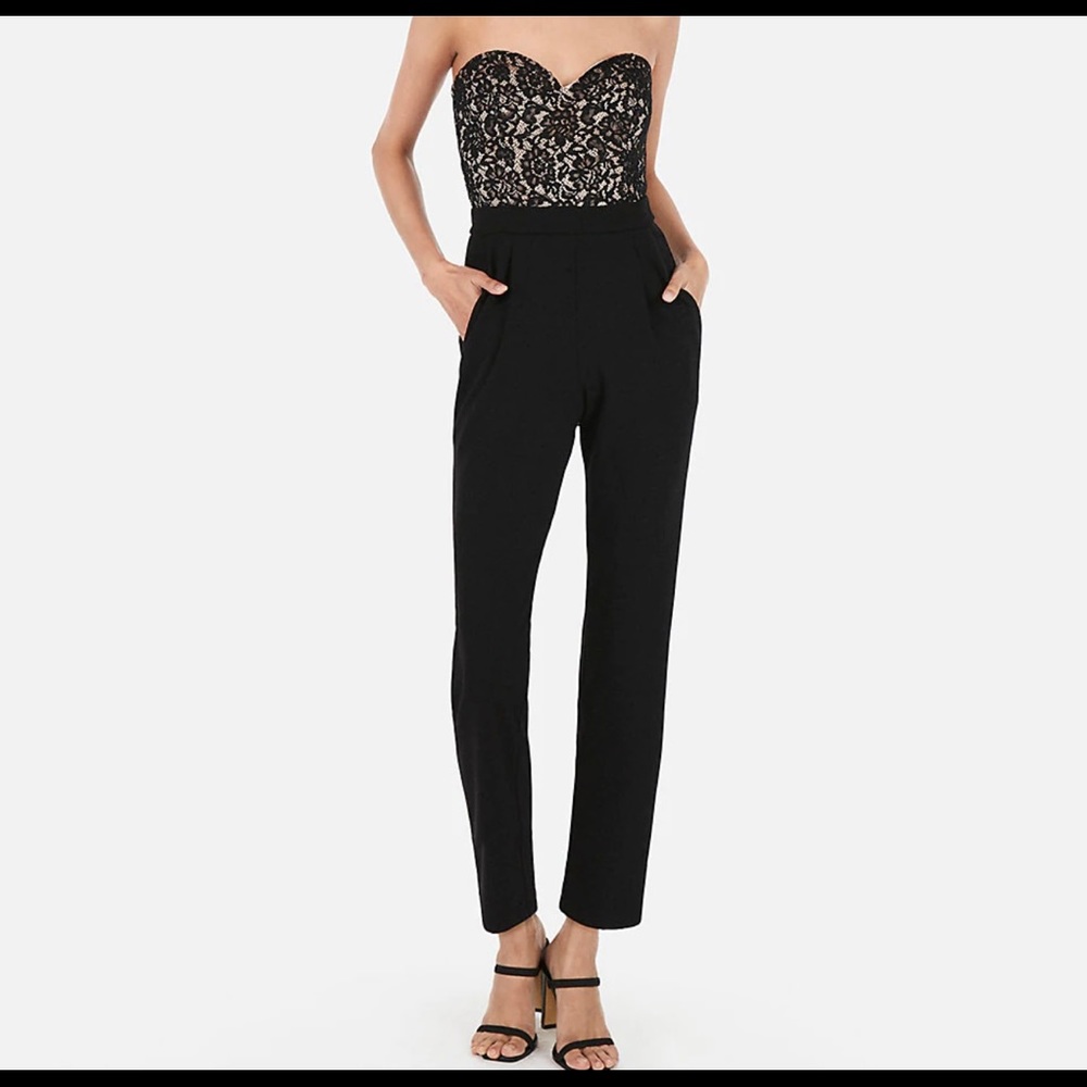 EXPRESS LACE STRAPLESS JUMPSUIT